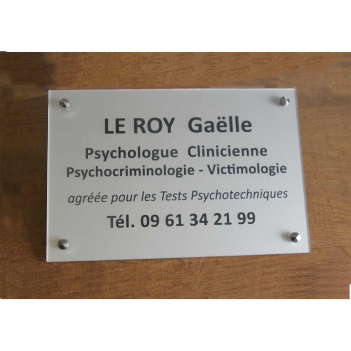 plaque en plexiglas argent/gris plaque professionnelle, médecin, kine, infirmiers, etc.