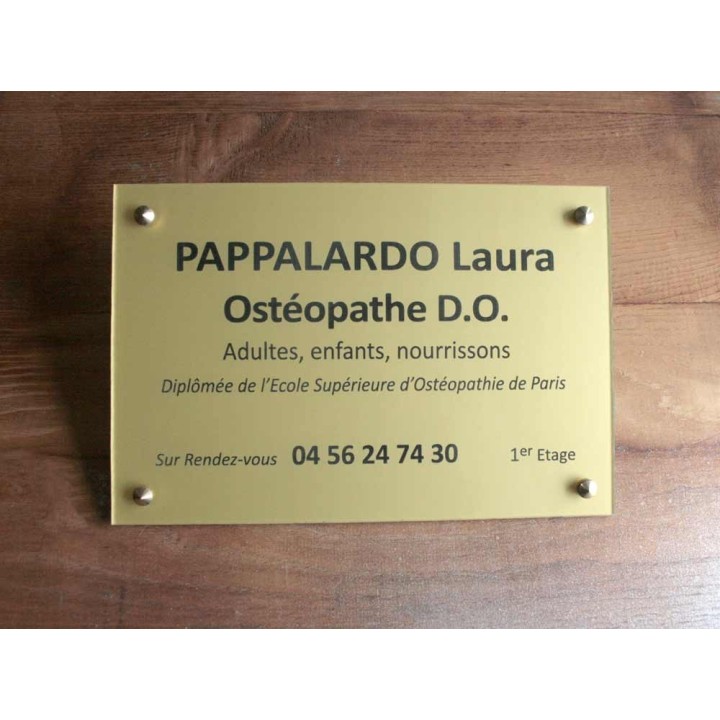 plaque professionnelle en plexiglas OR