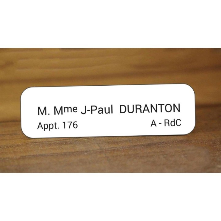 Plaque boite aux lettres blanche, Lettres noires