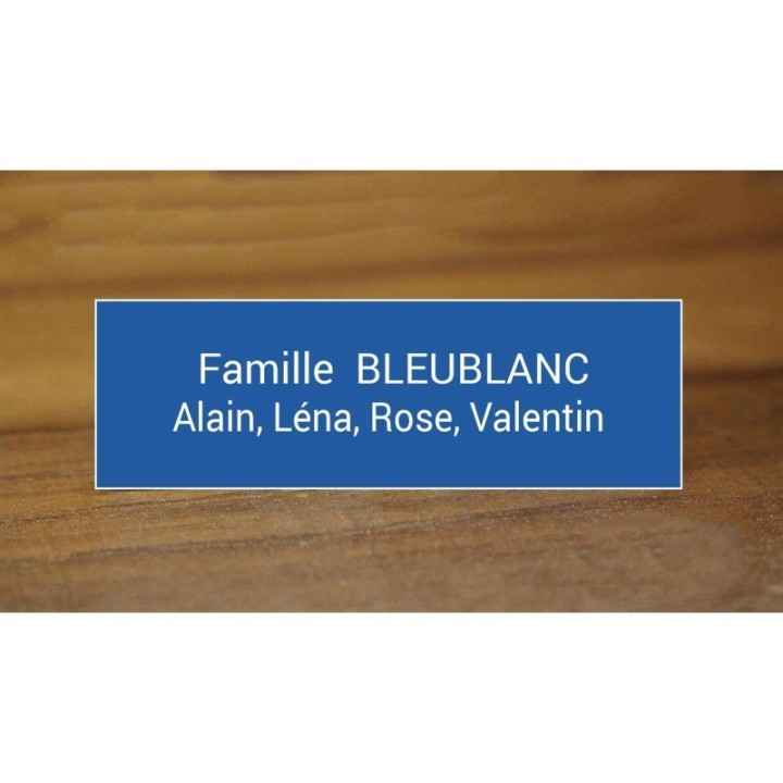 Plaque boite aux lettres BLEU, Lettre blanches