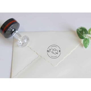 tampon mariage  rond 2  petits cœurs d'amour