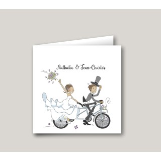 Faire part mariage Cyclistes carte invitation en vélo