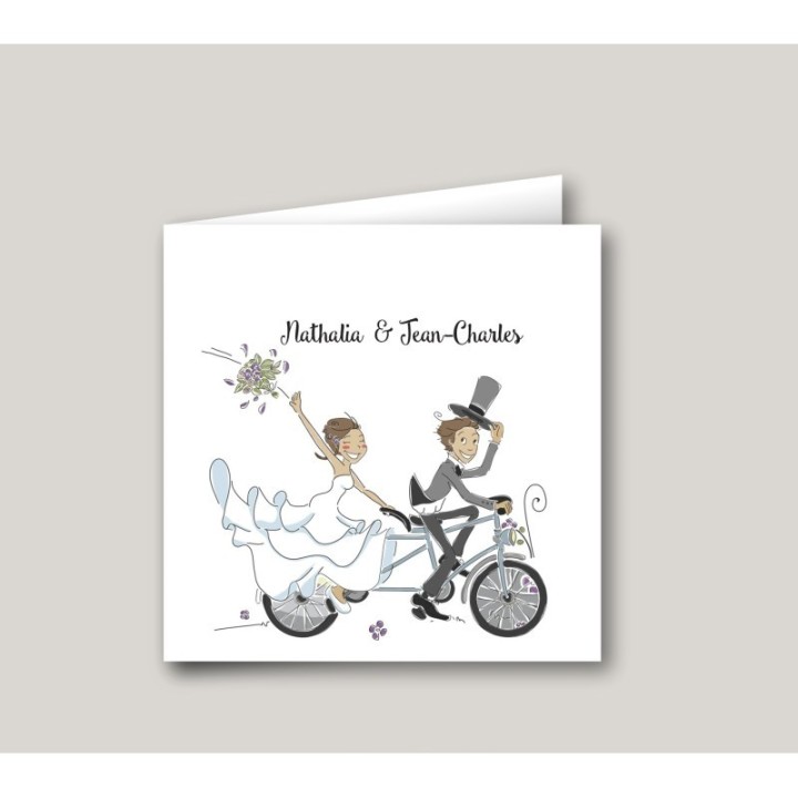 Faire part mariage Cyclistes carte invitation en vélo