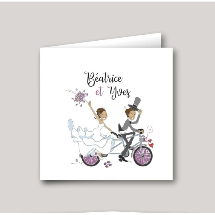 Faire part mariage Cycliste invitation mariage en vélo