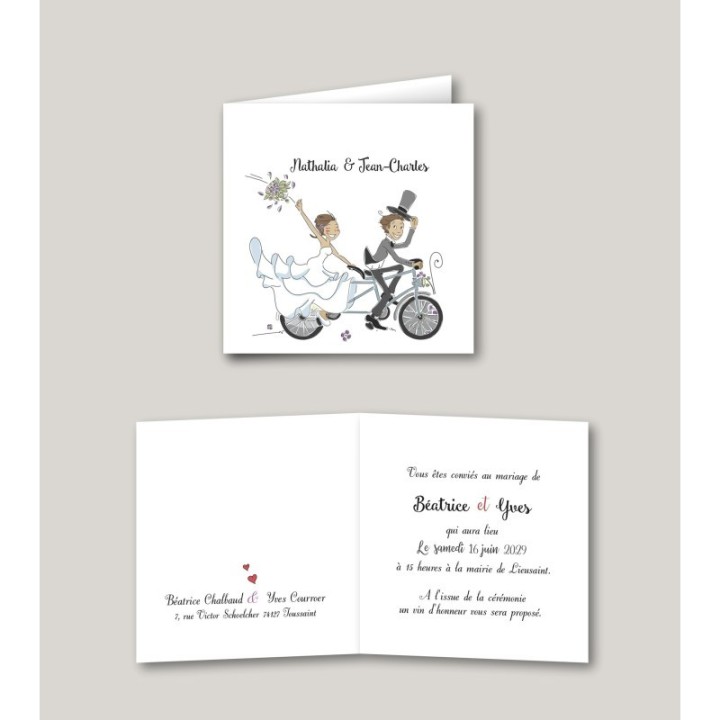 Faire part mariage invitation mariage thème le vélo
