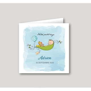 faire part de naissance,  bébé berce dans un hamac