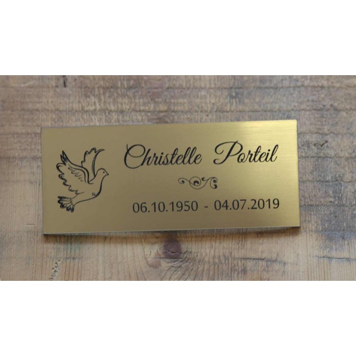 plaque columbarium la colombe gravée, plaque funéraire