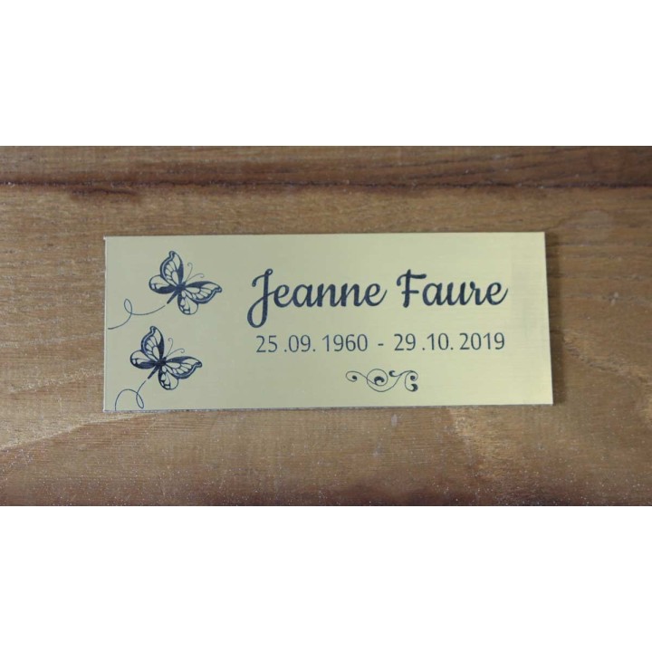plaque funeraire  papillon de columbarium or ou argent