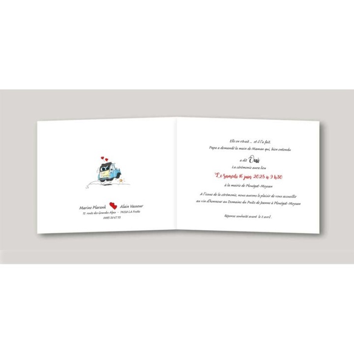 invitation mariage 2 CV retro