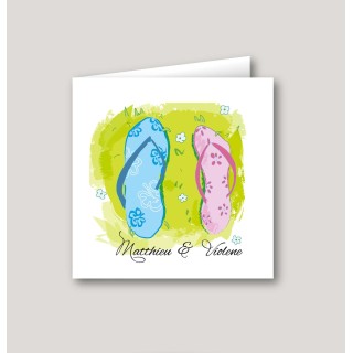 Faire part mariage design les tongs fille et garçon