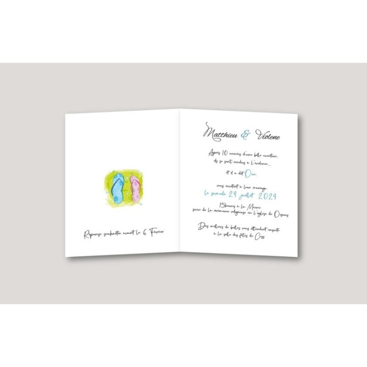 annonce mariage  graphisme les les tongs