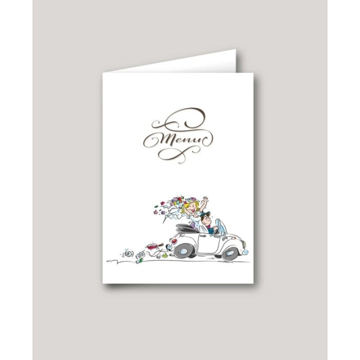 Menu des mariés en voiture