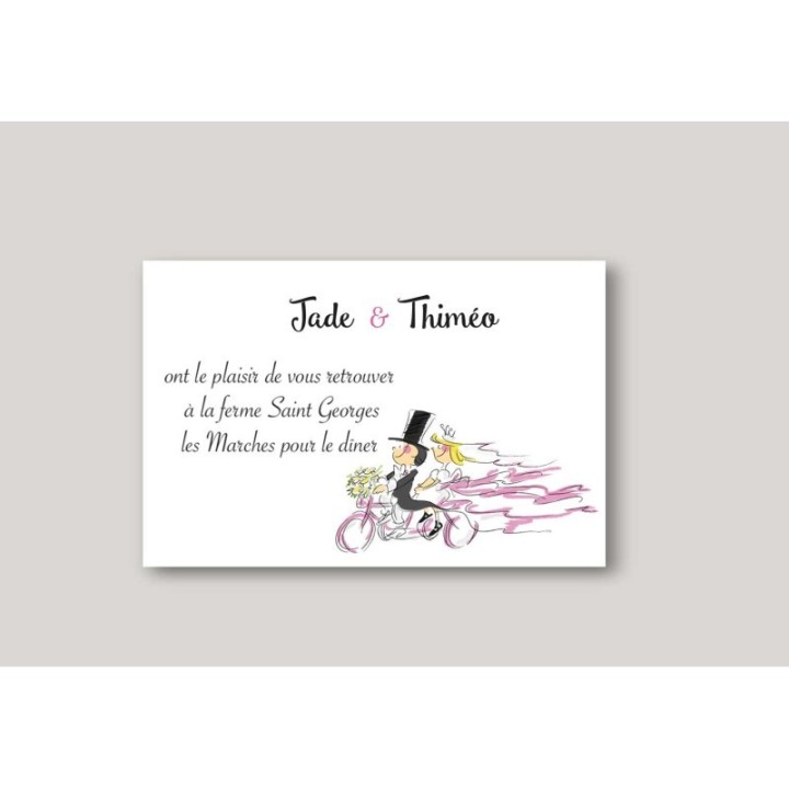 Carte invitation diner maries en vélo