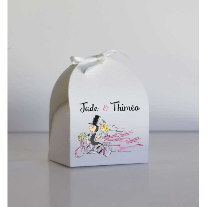 Boite a dragée les mariés en vélo