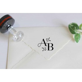tampon carte, faire part lettres & initiales feuillages