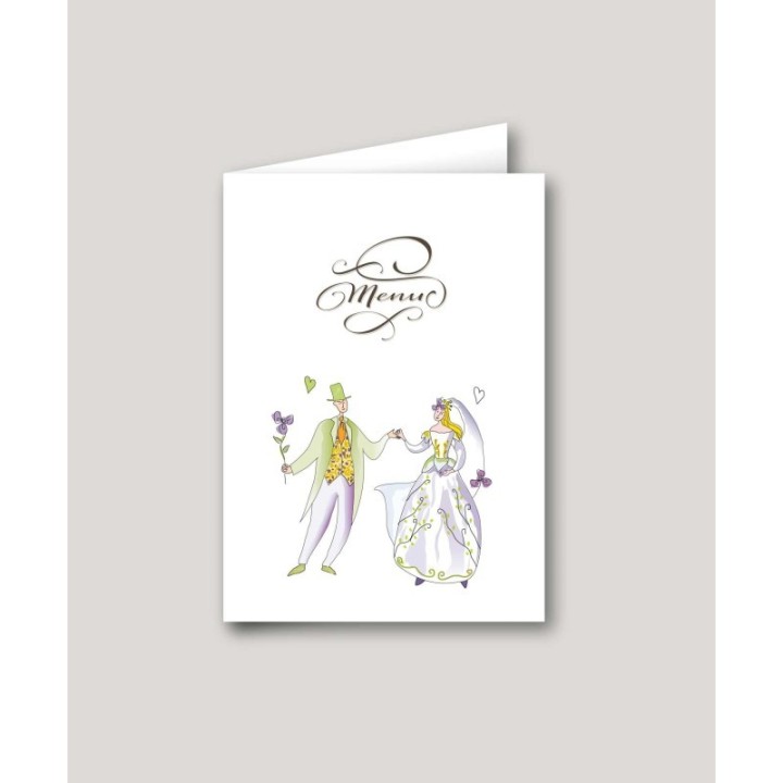 Menu mariage Narcisse couple vintage