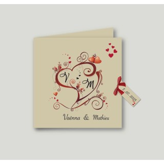 Faire part mariage cœur Artiste