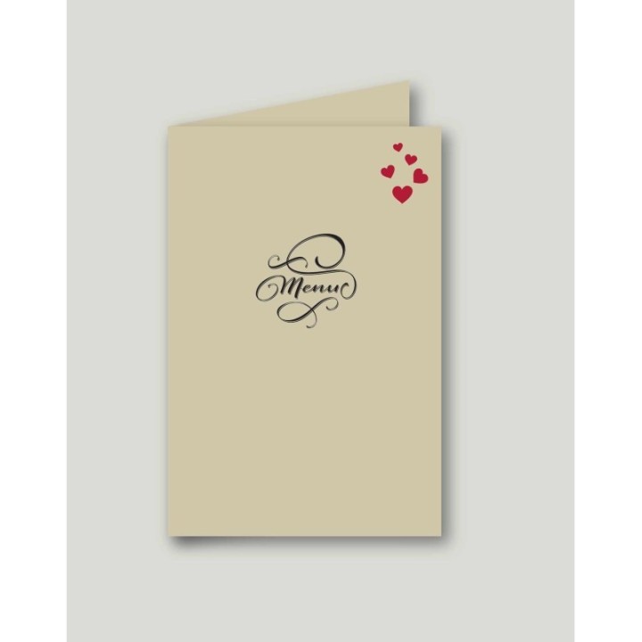 Carte menu cœur artistique en papier kraft imprime à Grenoble
