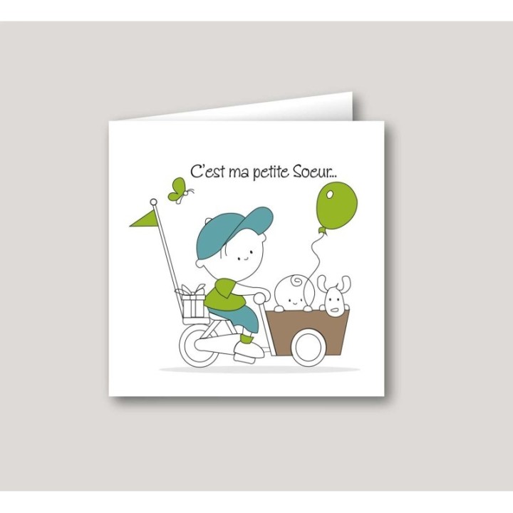 faire part de naissance, grand Frère promène petite sœur