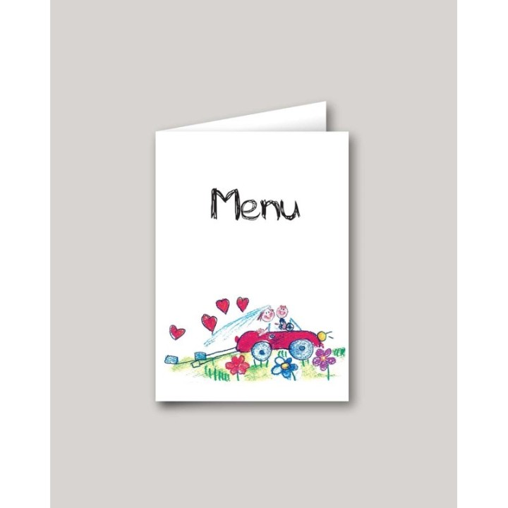 Carte menu mariage papa, maman se marient