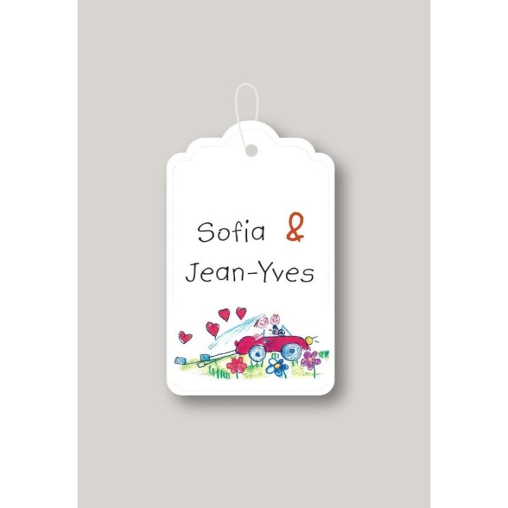 Étiquette stylisée papa, maman se marient