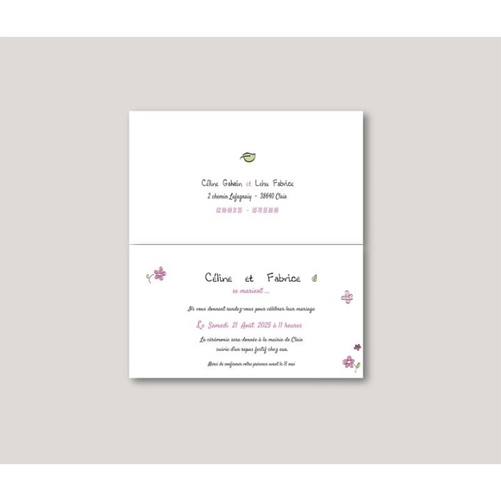 FAIRE-PART MARIAGE INVITATION CORDE AU COU