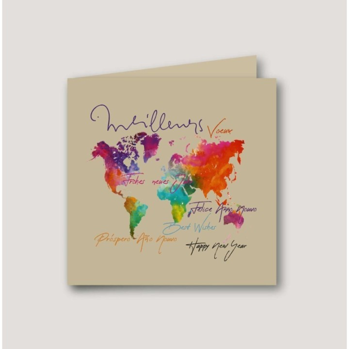 CARTE DE VŒUX ENTREPRISE hémisphère PAPIER KRAFT