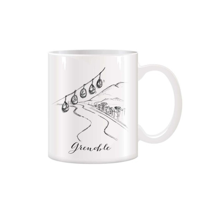 Mug blanc en céramique personnalise, cadeau promotionnel, grenoble
