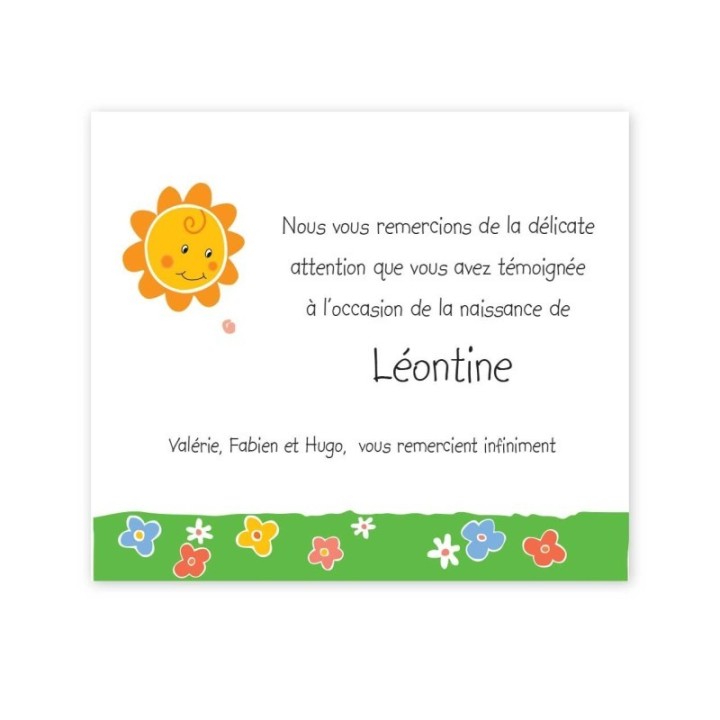 remerciements naissance, JARDIN de poète