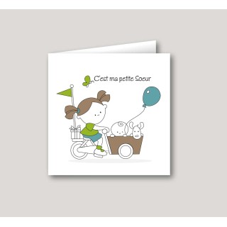 faire part naissance, grande sœur promène Bébé