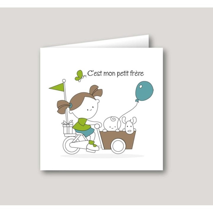 faire part naissance, grande sœur promène son frère