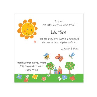 faire part de naissance, JARDIN des poètes