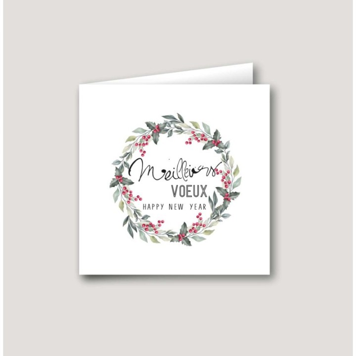 CARTE DE VŒUX Couronne de Houx, Happy New  Year