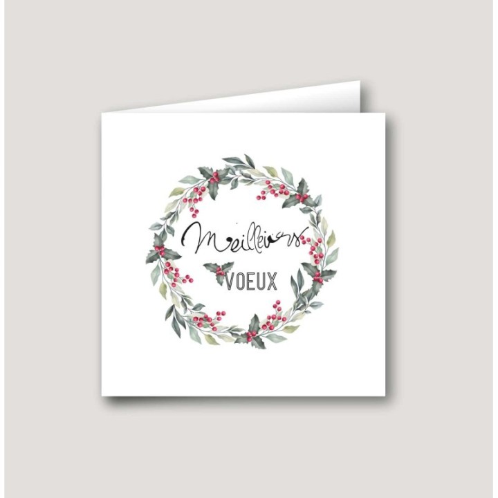 CARTE DE VŒUX Couronne de Houx, meilleurs vœux