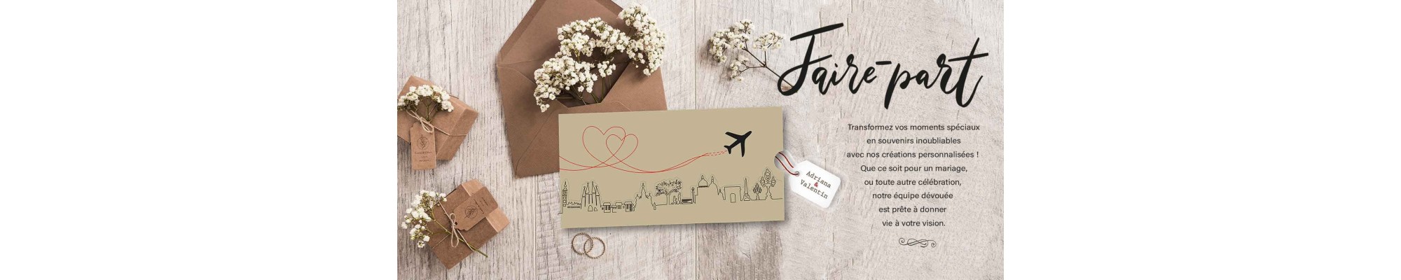 Faire part mariage personnalise création originale, design, vintage.