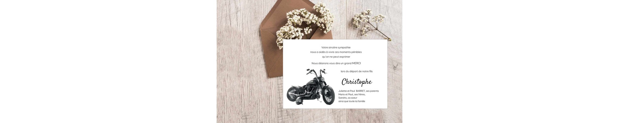 carte remerciements deces, carte condoleances, la passion du defunt