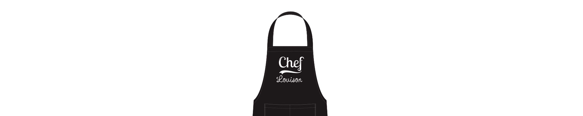 Tablier en coton haut de gamme noir personnalise blanc Marque Kariban